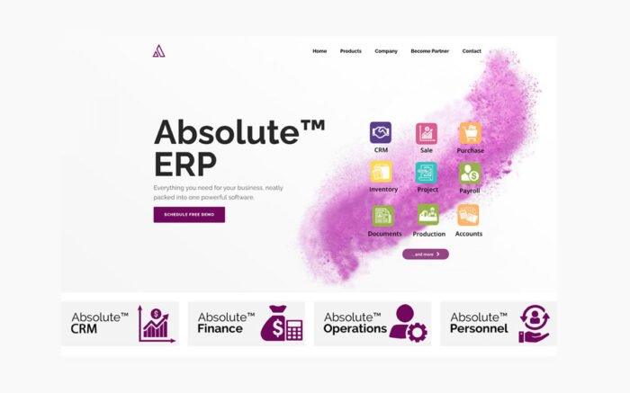 Absolute ERP Website Design by ufound, Dubai UAE