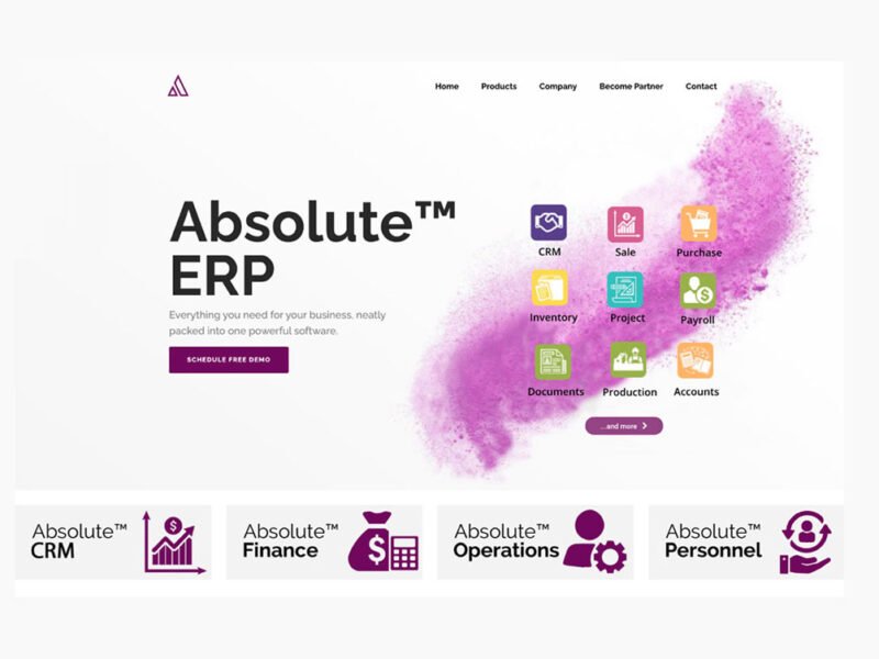 Absolute ERP Website Design by ufound, Dubai UAE