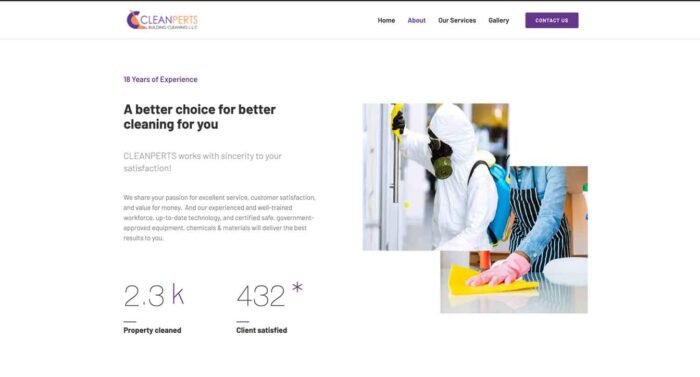Cleanperts, Dubai website design by ufound
